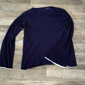 Cable & Gauge Bell Sleeves White Around Sleeves Dark Academia Boho Sweater NWOT